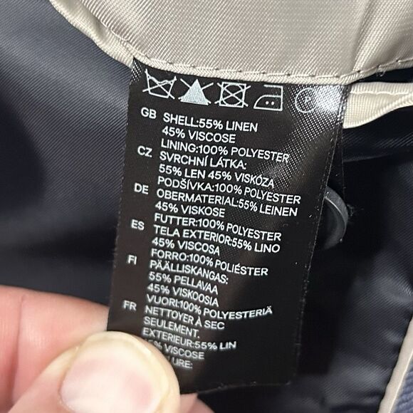 H&M 44R Sport Coat Linen Blend Blue Gray Two Button Lined Double Vented - Picture 4 of 8